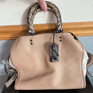 Coach Tan and Animal Print Satchel